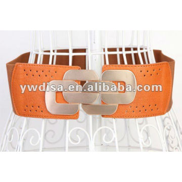 Ceinture élastique large femme avec grosse boucle plaqué or